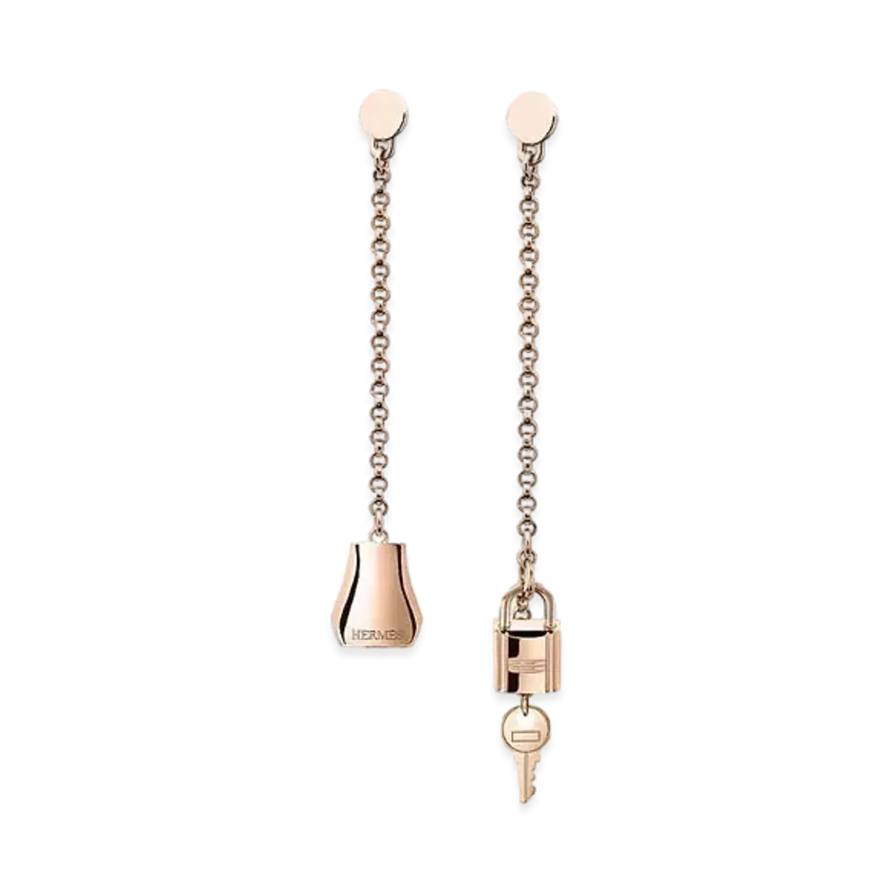 Hermes Kelly Clochette Earrings "Pink Gold"