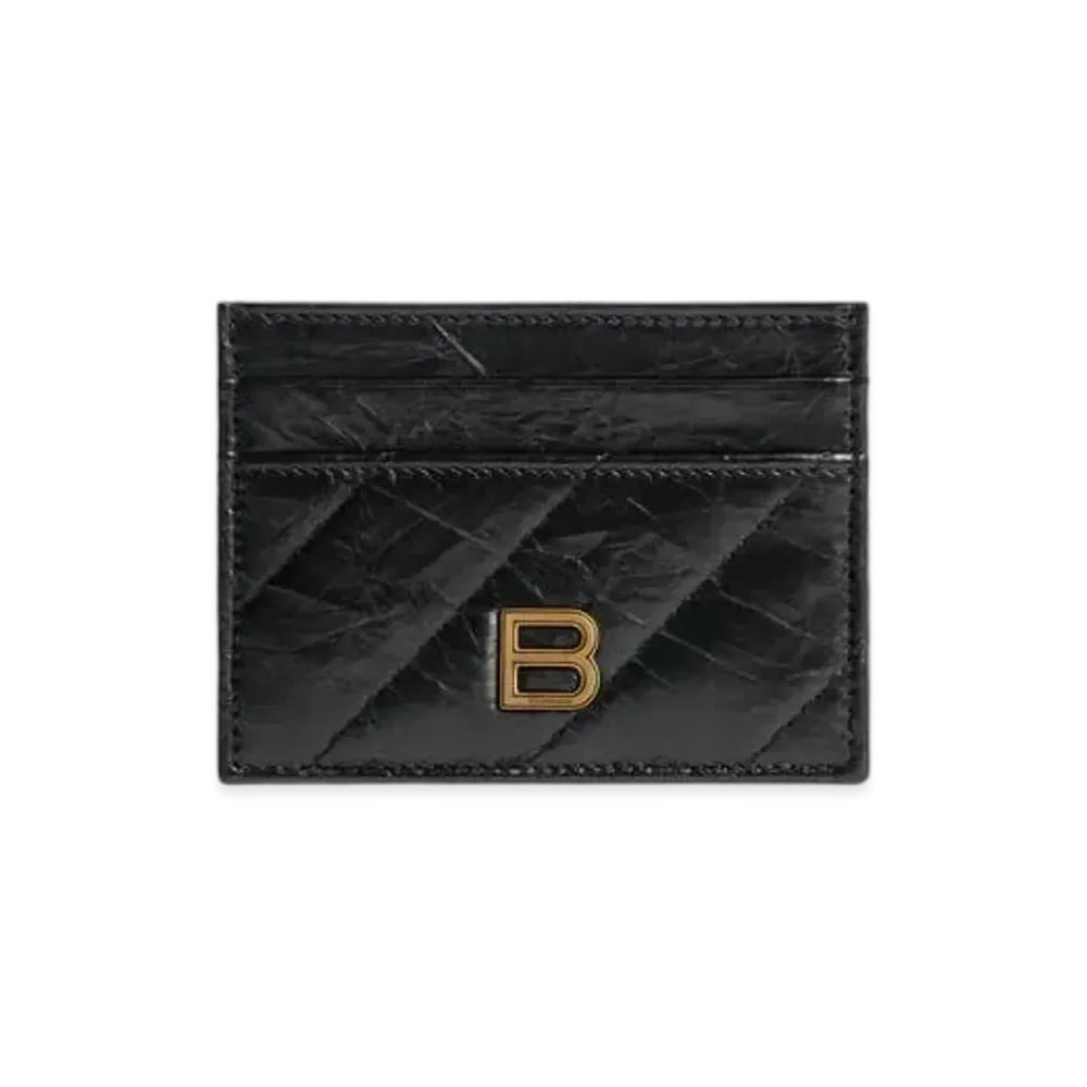 BALENCIAGA Crush Card Holder Quilted "Black"