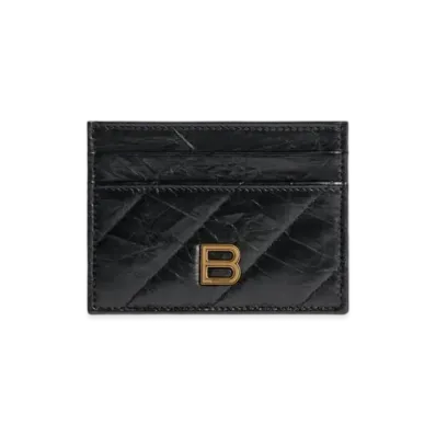 BALENCIAGA Crush Card Holder Quilted "Black"