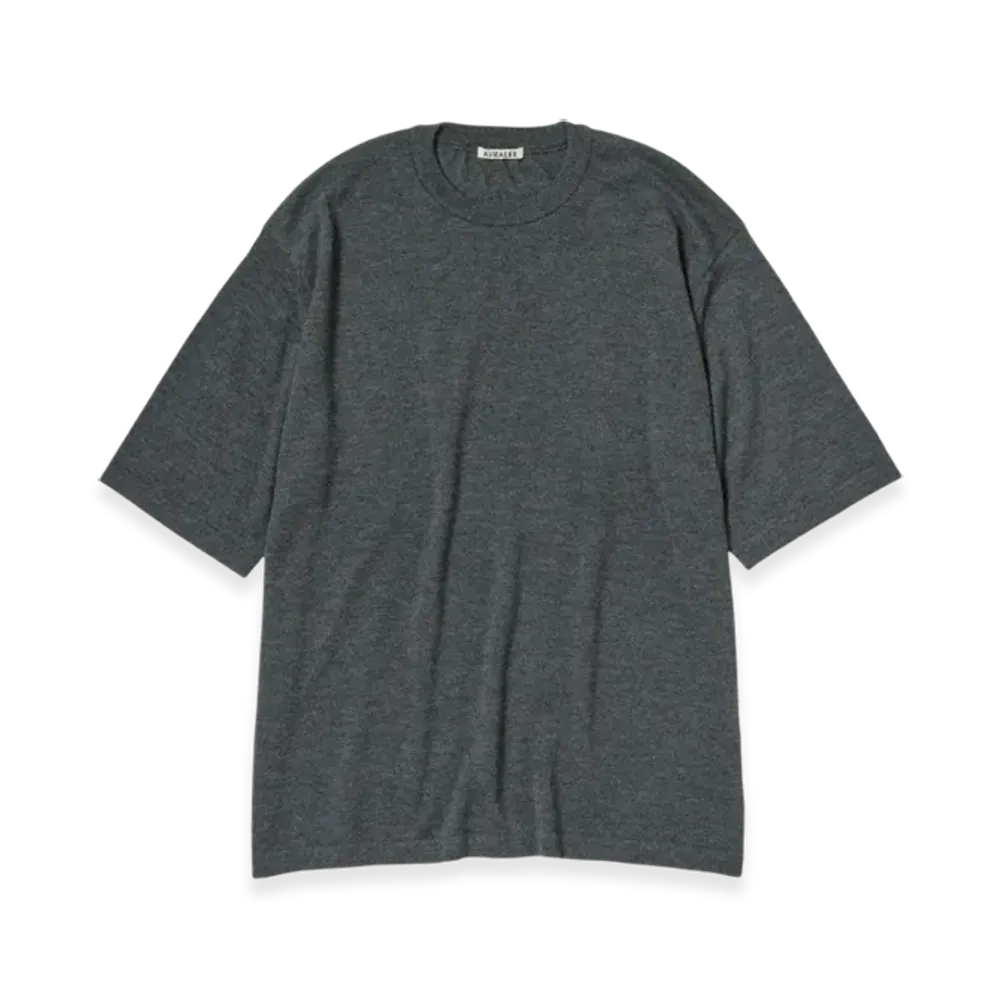 AURALEE Cashmere Hard Twist Knit T-Shirt "Top Charcoal"