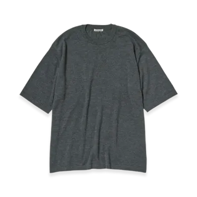 AURALEE Cashmere Hard Twist Knit T-Shirt "Top Charcoal"