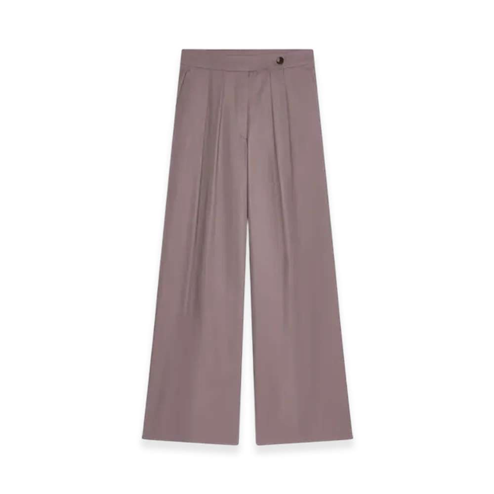 DRIES VAN NOTEN Women's Wide Pleated Pants "Taupe"
