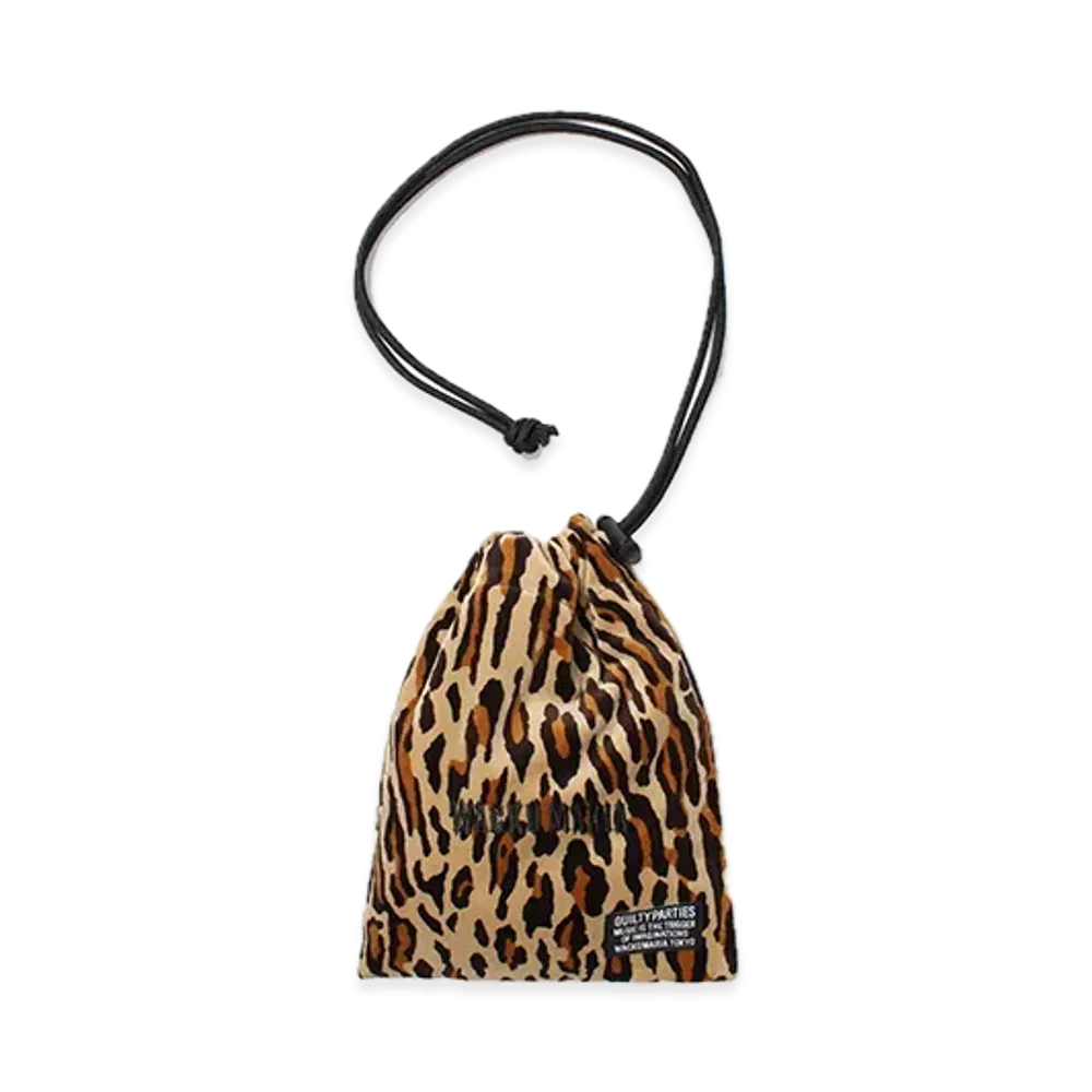 WACKO MARIA Leopard Velour Drawstring Bag "Beige"