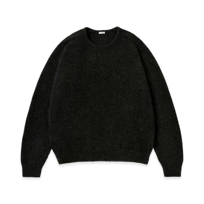 A.PRESSE Brushed Cashmere Middle Gauge Pullover Sweater "Charcoal"