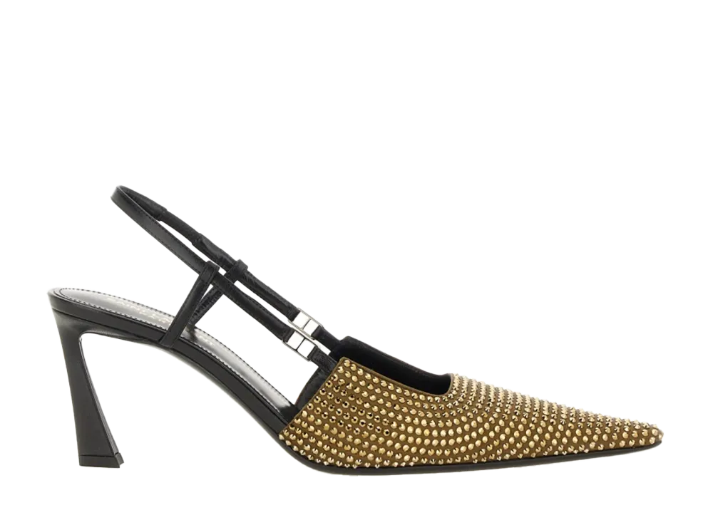 Saint Laurent Women's Andree Crystal Embellished Satin Slingback Pumps "Black"