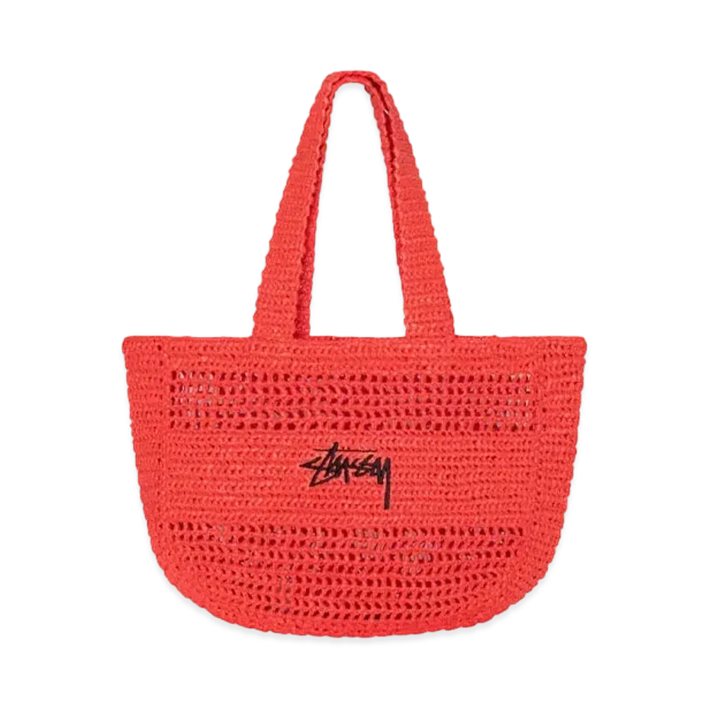 Stussy Raffia Tote Bag "Red"