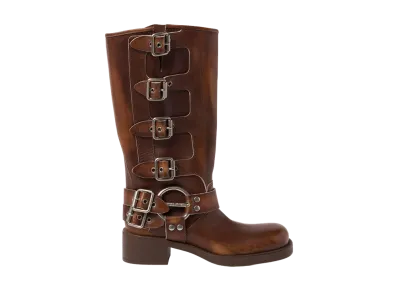 MIU MIU Women's Leather Boots "Siena Brown"