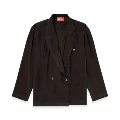 Diesel J-Keysery Double-Breasted Blazer In Wrinkled Shell "Black"