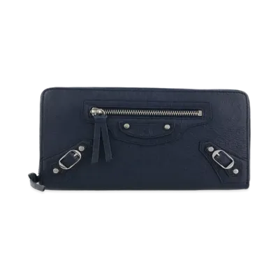 BALENCIAGA Classic Continental leather Zip Around Wallet "Navy"