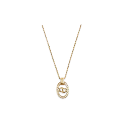 Dior Rhinestone CD Logo Necklace "Gold"