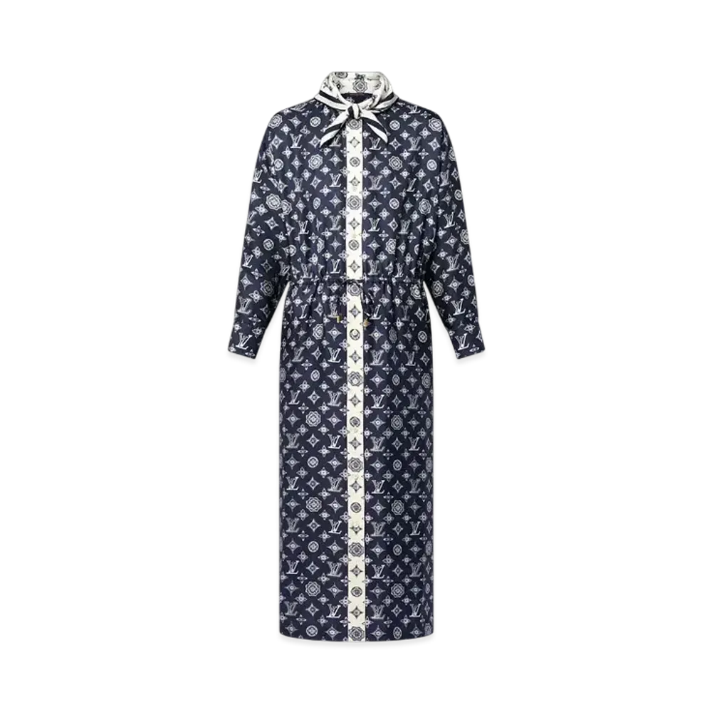 Louis Vuitton Women's Monogram Silk Dress "Encre"