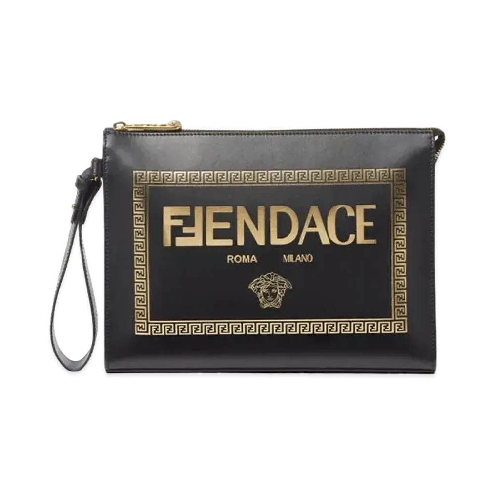 FENDI x Versace Fendace Logo Leather Pouch "Black"