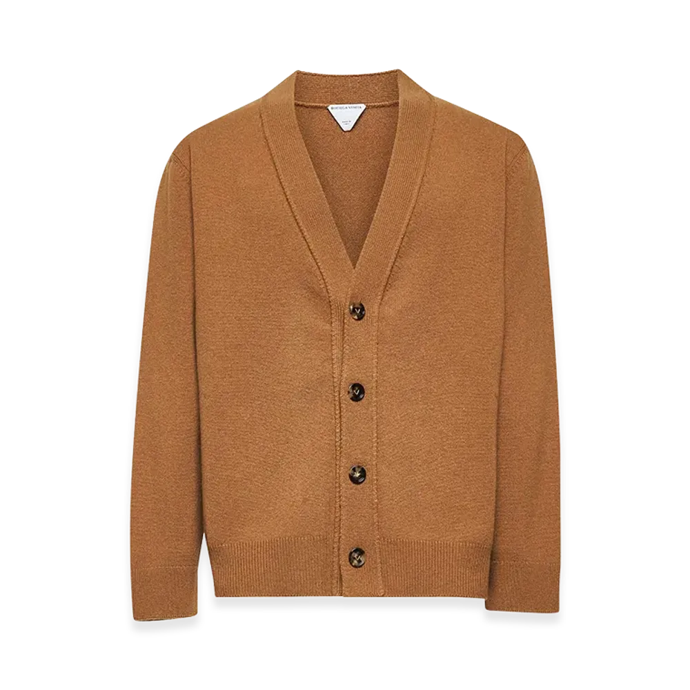 Bottega Veneta Stretch Cashmere Blend Cardigan "Camel"