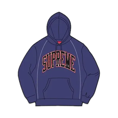Supreme Boxy Piping Arc Hooded Sweatshirt "Washed Navy"