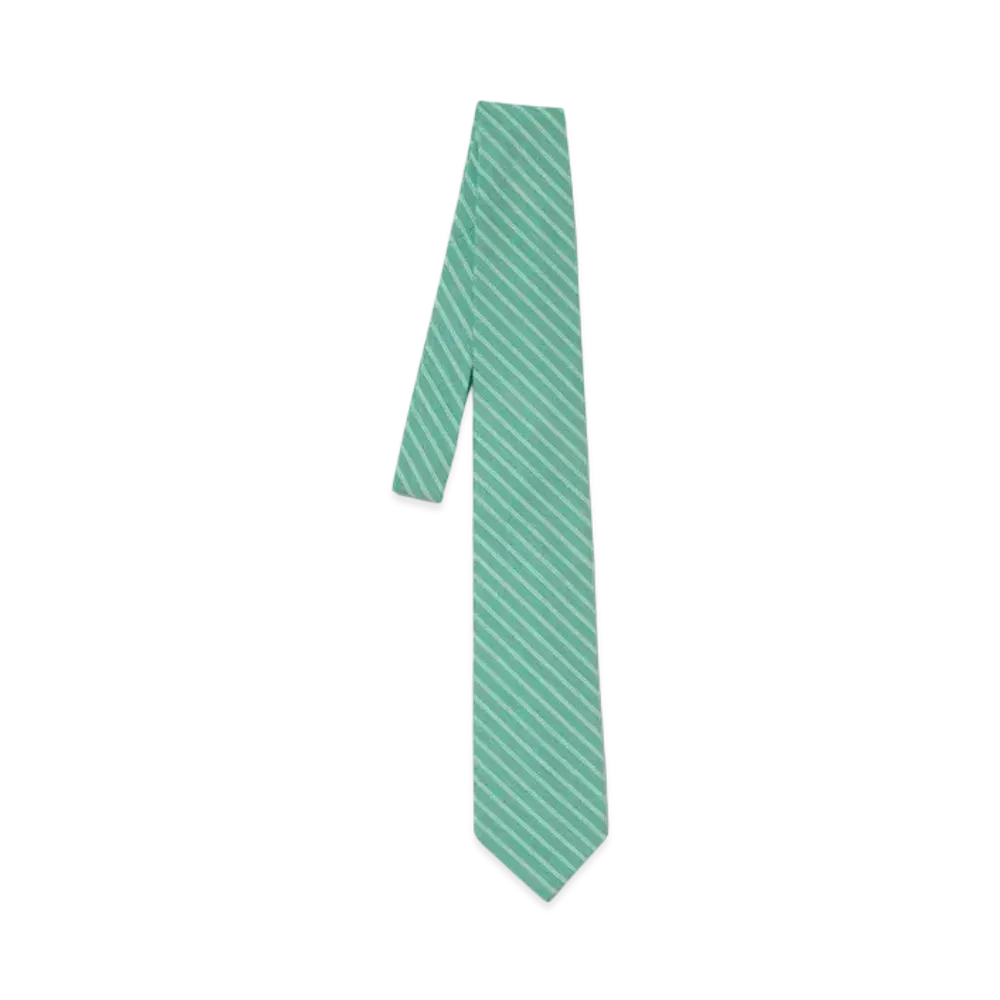 AURALEE Super Fine Wool Stripe Tie "Green"