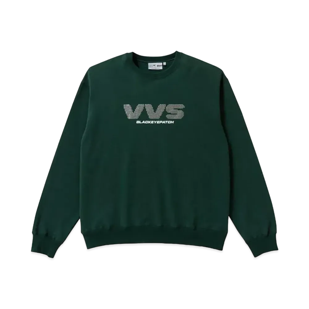 BlackEyePatch VVS RHINESTONE CREW SWEAT "Green"