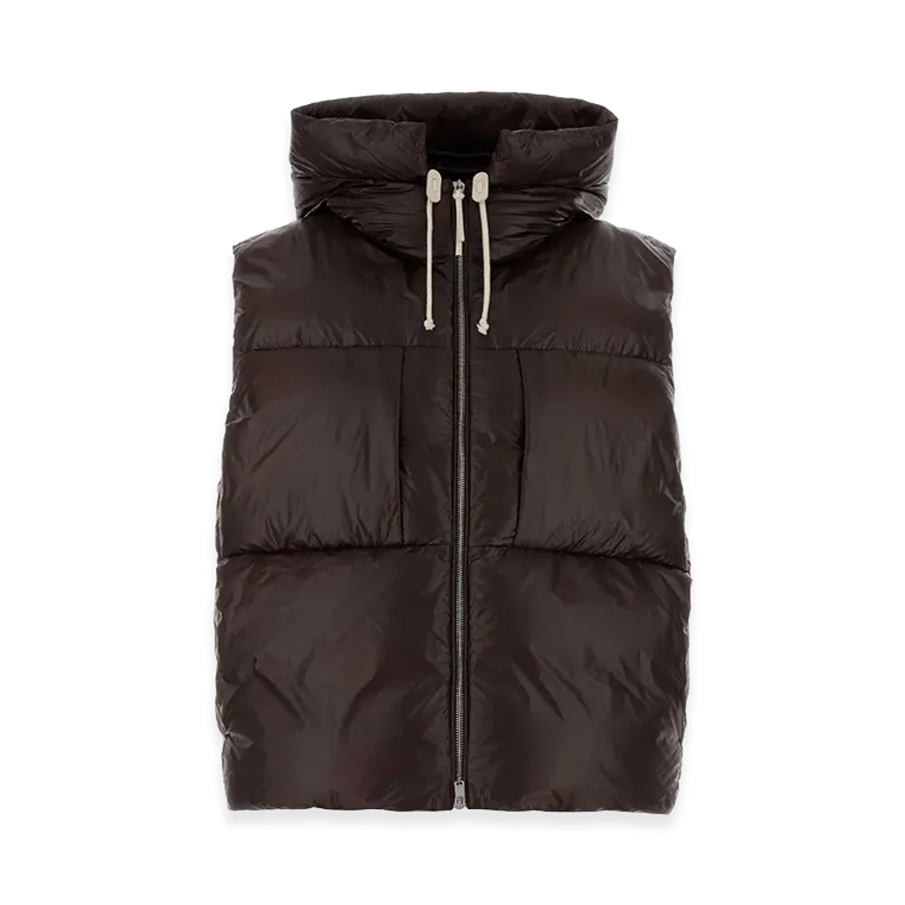 Jil Sander Women's Chocolate Nylon Down Vest "Brown"
