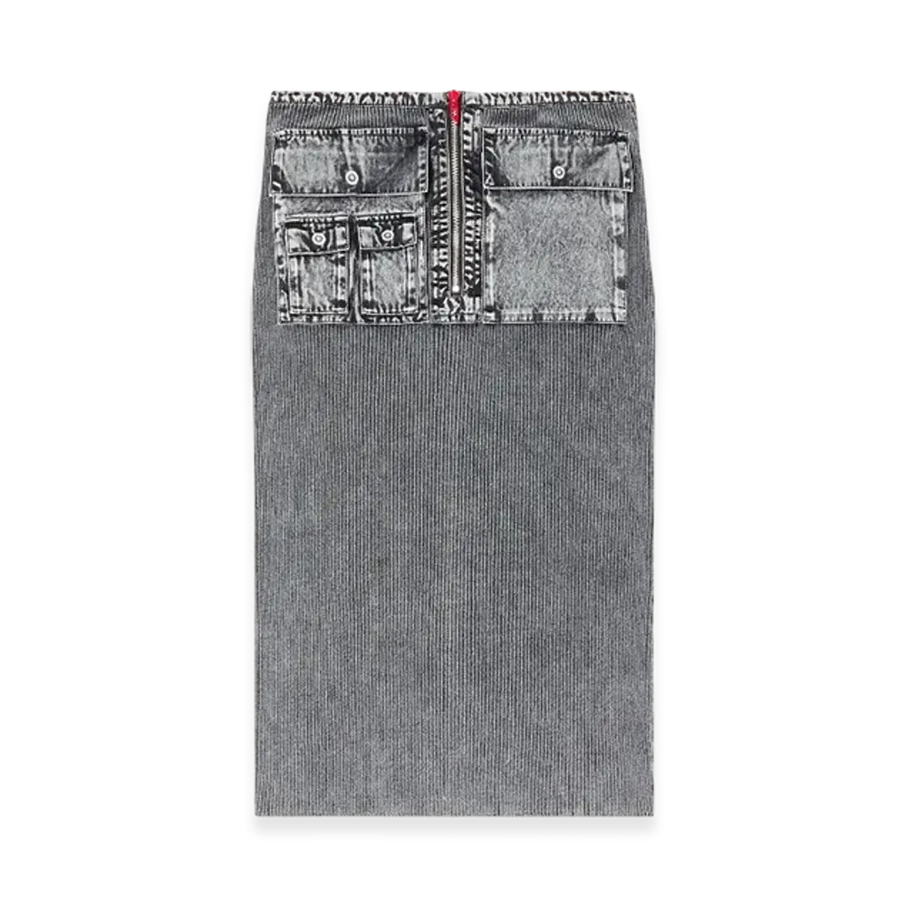 Diesel M-Meryn Knit Midi Skirt With Denim Cargo Pockets "Dark Gray"