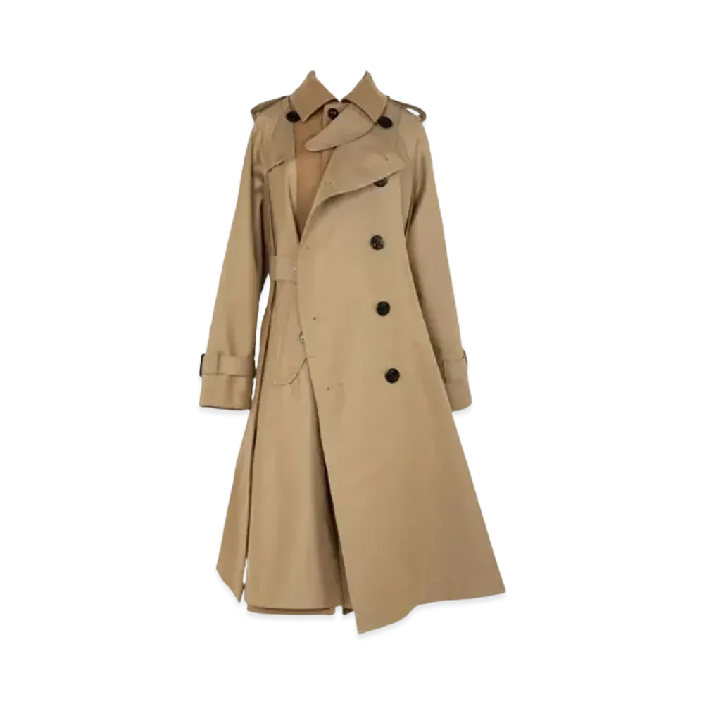 sacai Cotton Gabardine x Wool Melton Coat "Beige"