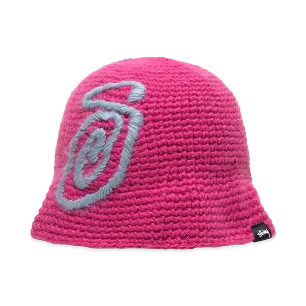 Stussy Bucket Hat Swirly S Knit "Berry"