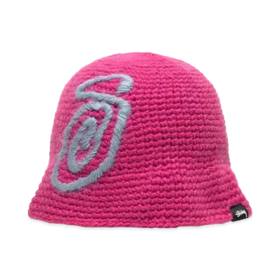 Stussy Bucket Hat Swirly S Knit "Berry"