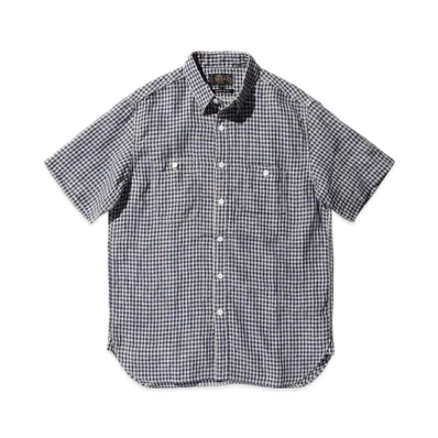 BEAMS Work Short Sleeve Linen "Check"