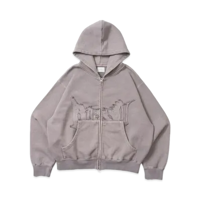 BLESS U Bless U Pigment Zip Hoodie "Gray"