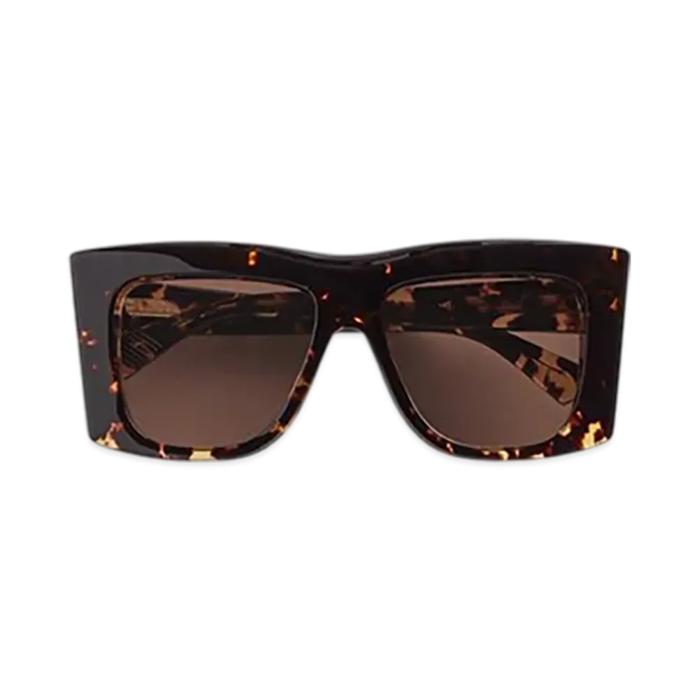 Bottega Veneta Visor Recycled Acetate Square Sunglasses "Havana/Brown"