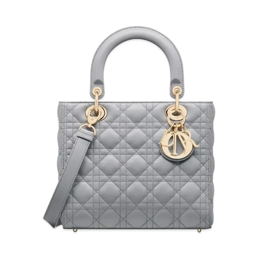 Dior Medium Lady Bag Cannage Lambskin "Ethereal Gray"