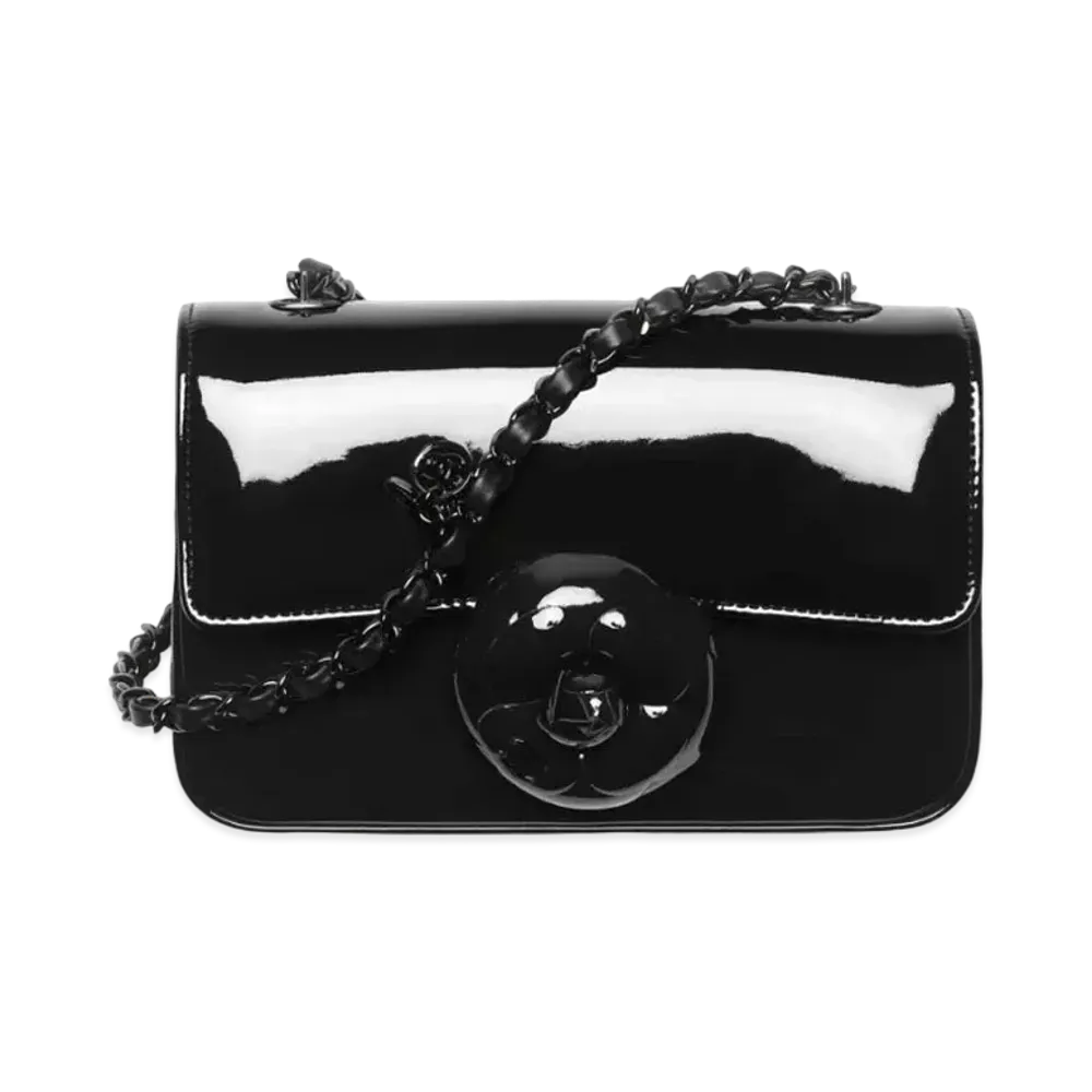 CHANEL Small Flap Bag Patent Calfskin "Black"
