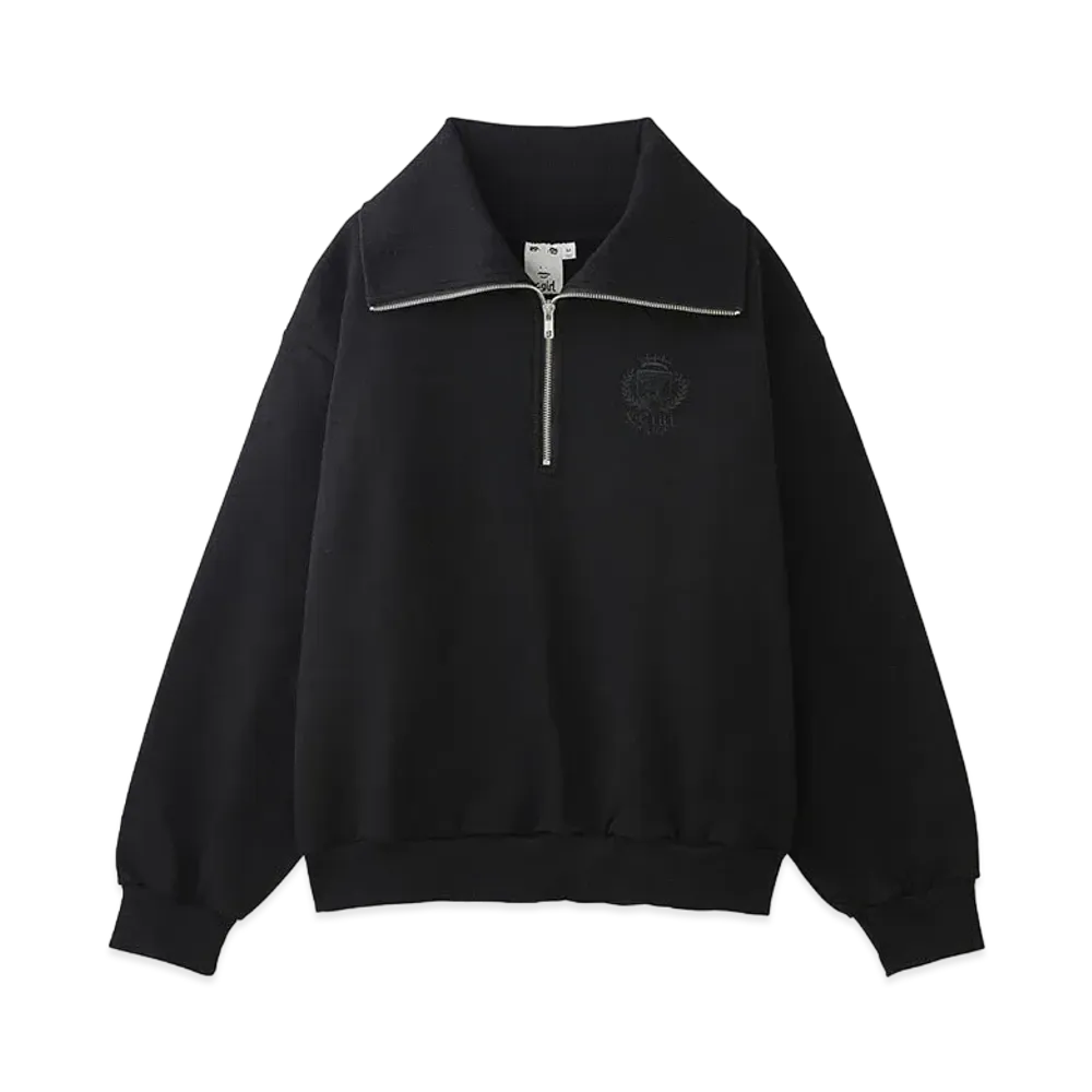 X-Girl Prep Logo Half Zip Sweat Top "Black"