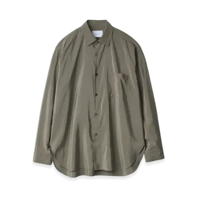 ssstein Silk/Nylon Oversized Down Pat Shirt "Taupe"