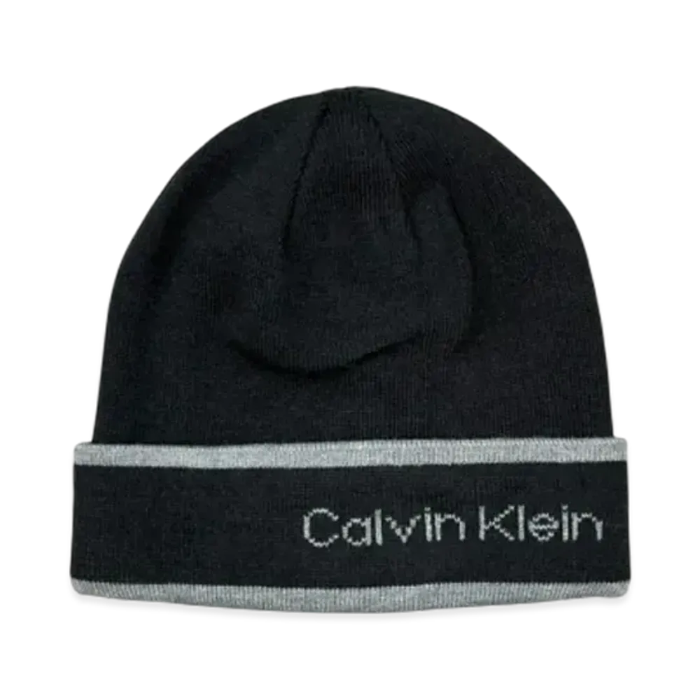 Calvin Klein Border Logo Reversible Cuff Beanie "Black"