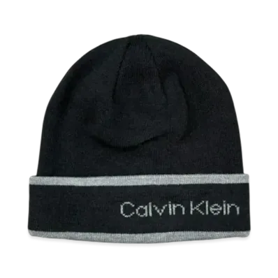 Calvin Klein Border Logo Reversible Cuff Beanie "Black"