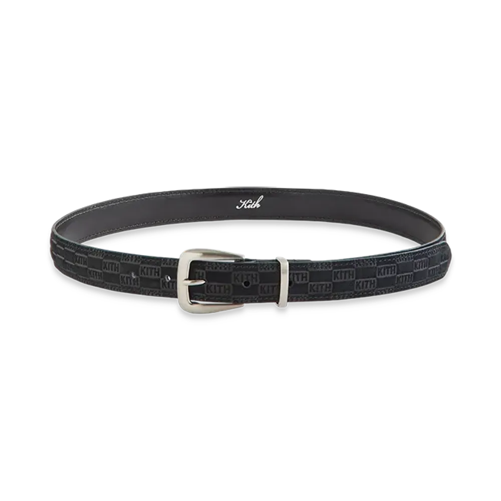 Kith Women's Monogram Debossed Suede Belt "Black"