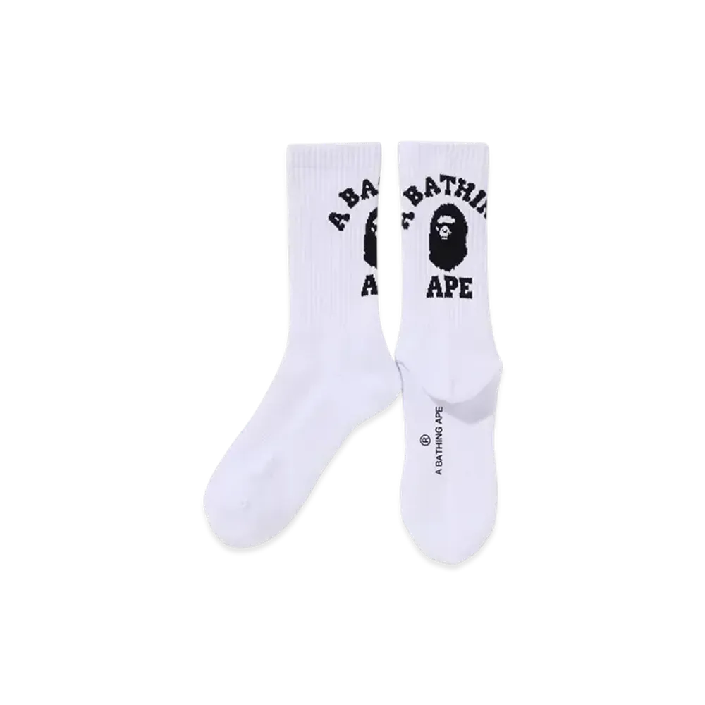 A BATHING APE College Socks "White"