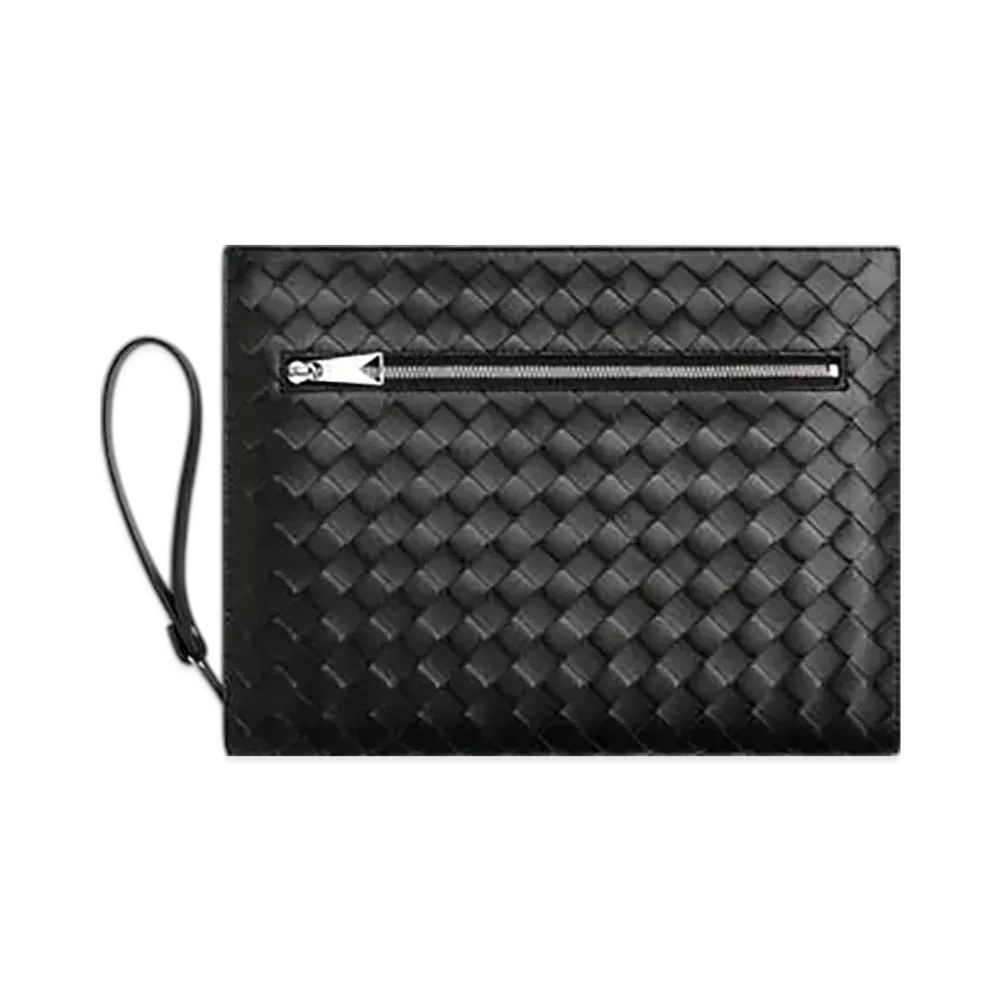 Bottega Veneta Intrecciato Document Case With Wristlet "Black"