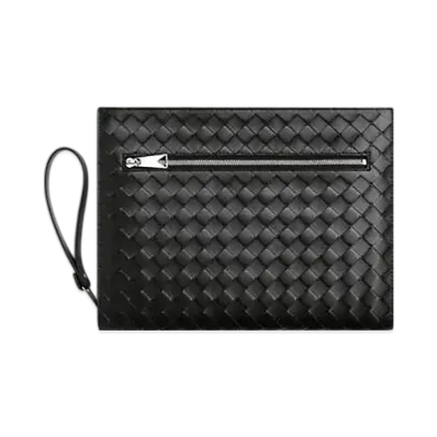 Bottega Veneta Intrecciato Document Case With Wristlet "Black"