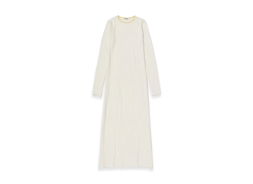 AURALEE Women's Hard Twist High Gauge Wool Silk Knit Dress "White"