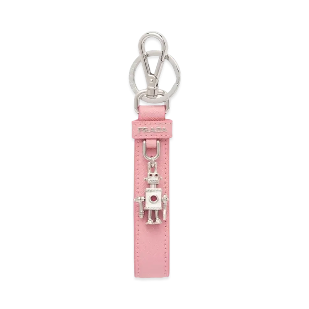 PRADA Saffiano Leather Key Ring "Pink"