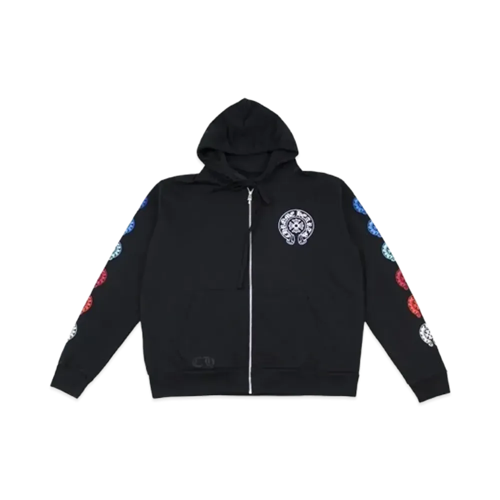 Chrome Hearts Multicolor Horseshoe Logo Zip Up Hoodie "Black"