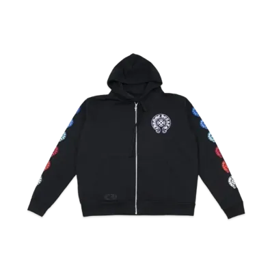 Chrome Hearts Multicolor Horseshoe Logo Zip Up Hoodie "Black"