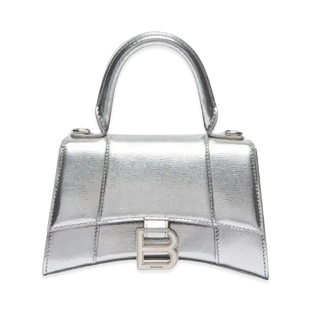 BALENCIAGA Women's Hourglass XS Top Handle Bag "Silver"
