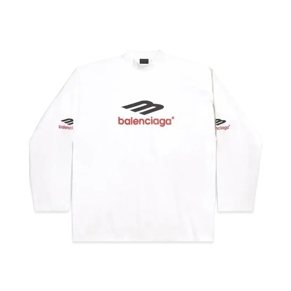 BALENCIAGA Men's 3B Sports Icon Long Sleeve T-shirt Oversized "White"
