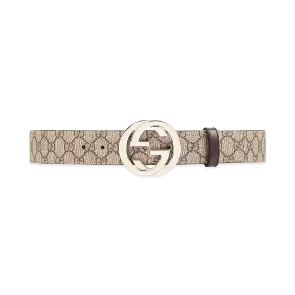 GUCCI GG Supreme Belt With G Buckle "Beige/Ebony"