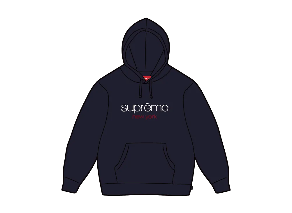 Supreme Classic Logo Hooded Sweatshirt "Navy"
