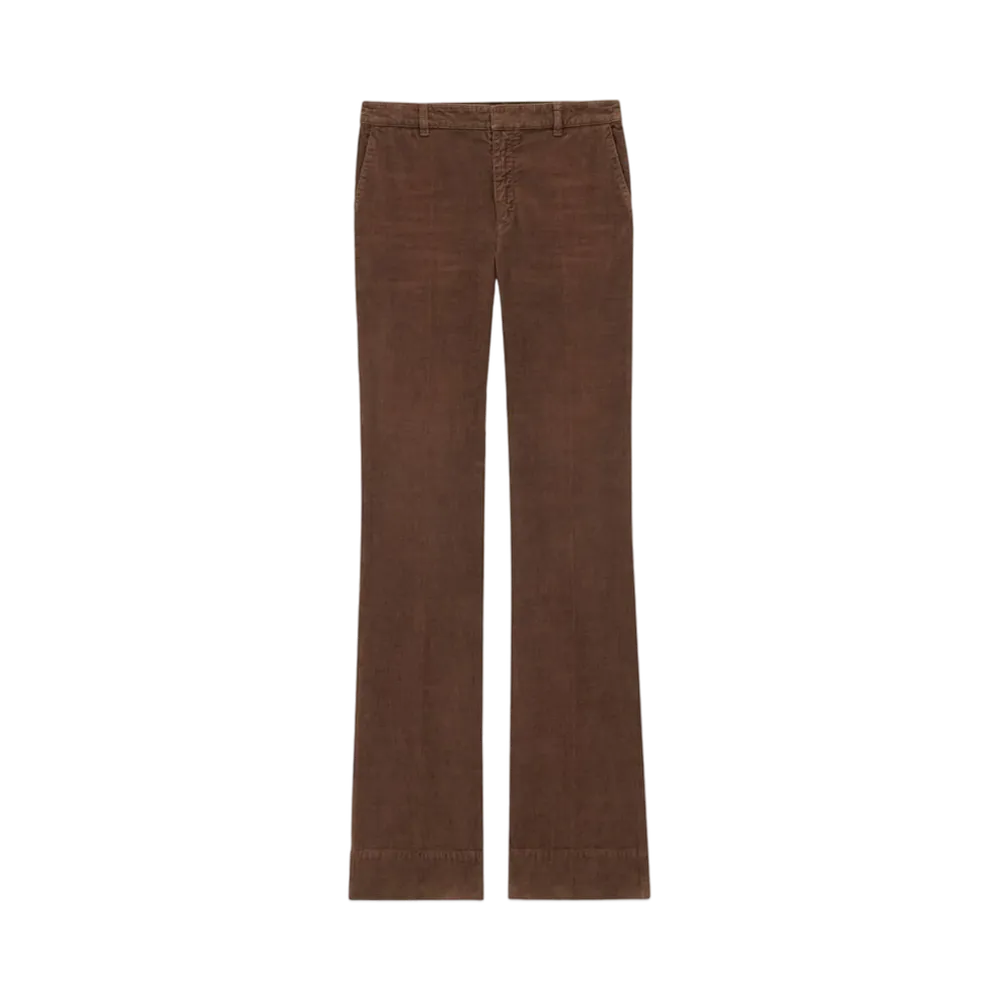 Saint Laurent Women's Bootcut Pants in Corduroy "Brown"
