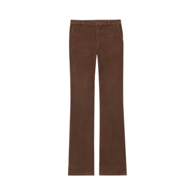 Saint Laurent Women's Bootcut Pants in Corduroy "Brown"