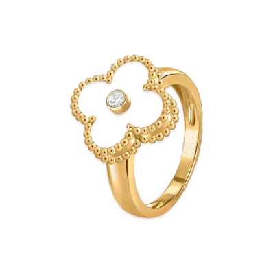 Van Cleef & Arpels Vintage Alhambra ring "18K Yellow gold/Onyx/Diamond"