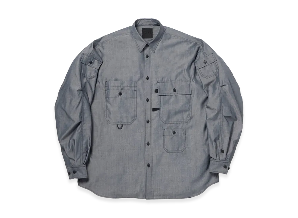 DAIWA PIER39 Women's Tech Multi Pocket Chambray Shirt L/S "Black"